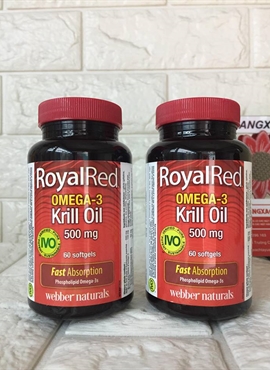 Webber Naturals Royal Red Omega-3 Krill Oil, 500mg, 60  viên nang mềm .sản xuất canada