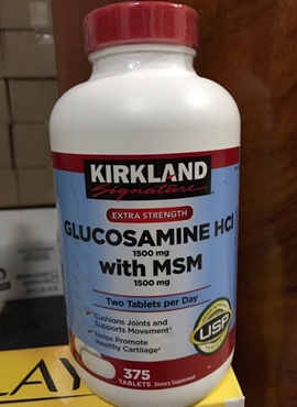 Viên Uống Bổ Khớp Glucosamine HCL 1500mg Kirkland Mỹ 375 viên