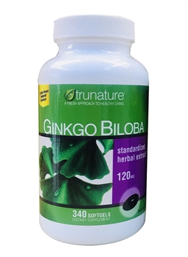 Viên uống Ginkgo Biloba 120mg With Vinpocetine Trunature Mỹ 340 viên - Bổ Não, trị Tiền Đình, tăng Trí Nhớ